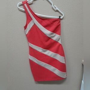 Women's Orange & Tan One Shoulder Dress Size:M  Forever 21